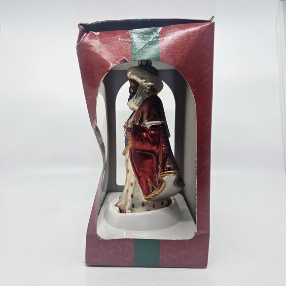 Vintage Brass Key Three Kings Balthazar Glass Christmas Tree Ornament 2001 LARGE - Picture 8 of 10